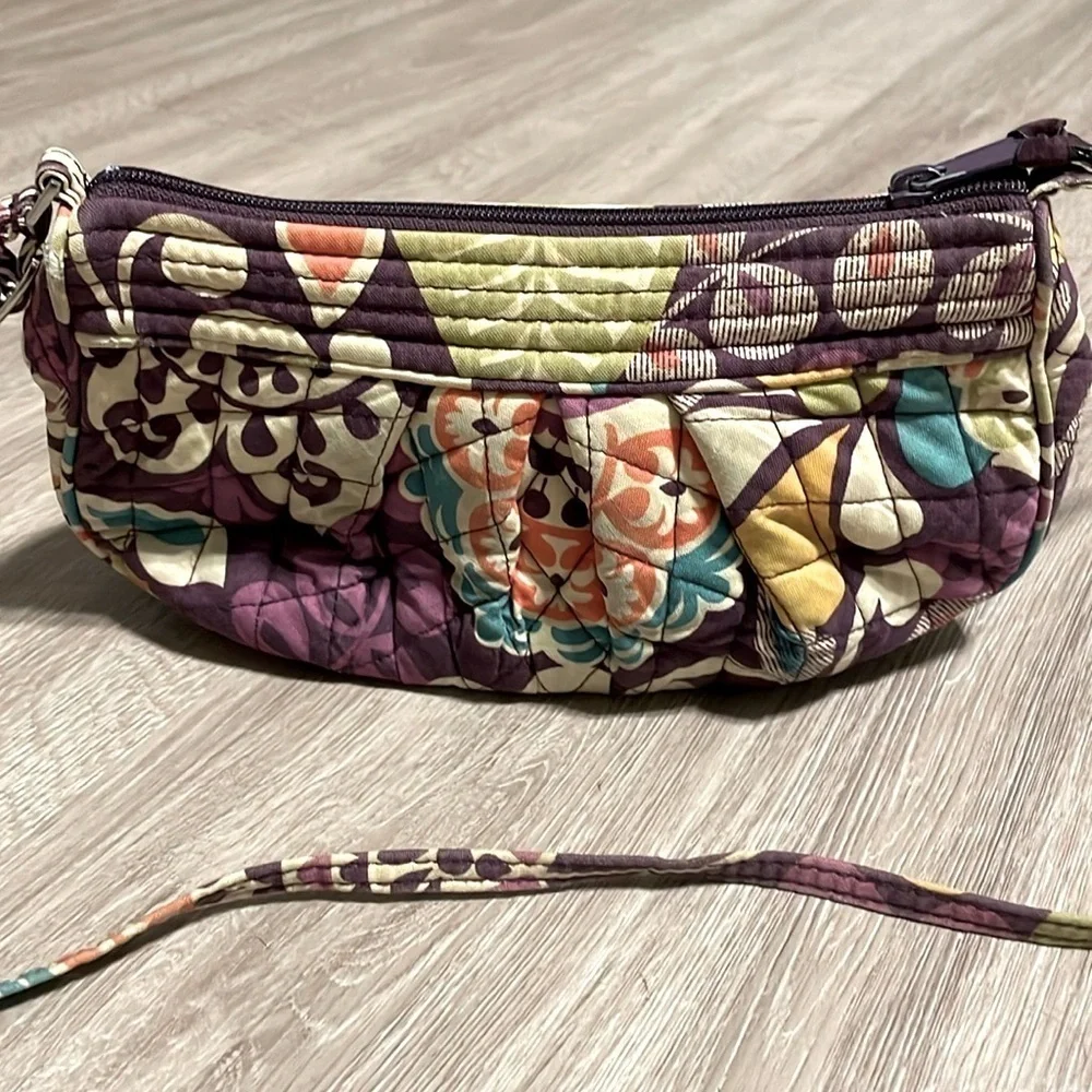 Vera Bradley Women Bag Small Purple Floral Embroidered Zip Top Crossbody Preppy